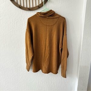 Aerie Turtleneck Fleece Pullover Sweater Brown Tan XS